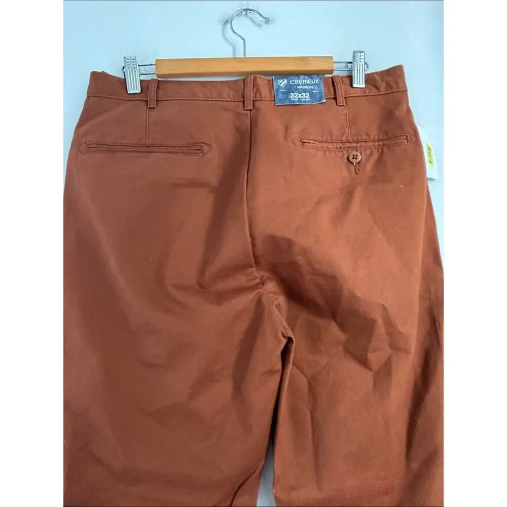 Cremieux Madison flat front chino dress trouser pants sz 32x32 NEW